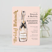 Peach Bridal Brunch en Bubble Shower Invitation Kaart (Staand voorkant)