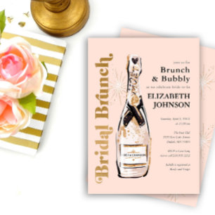 Peach Bridal Brunch en Bubble Shower Invitation Kaart