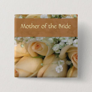 Peach Bride Wedding Pin - Gepersonaliseerd Vierkante Button 5,1 Cm
