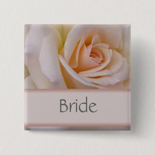 Peach Bride Wedding PIn Vierkante Button 5,1 Cm