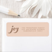 Peach & Bronze Glitter Joy Xmas Retouradres Etiket (Insitu)