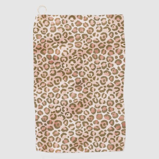 Peach Brown Leopard Print Golfhanddoek (Voorkant)