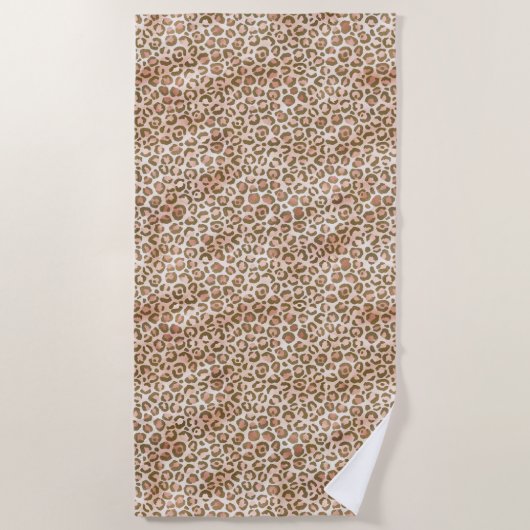  Peach Brown Leopard Print Strandlaken (Voorkant)