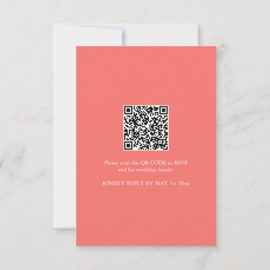Peach bruiloft uitnodiging met QR-code (Achterkant)