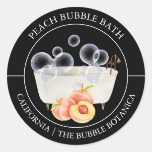 Peach Bubble Bath-label Ronde Sticker
