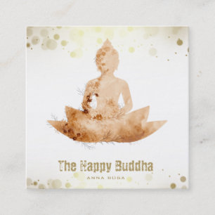 *~* Peach Buddha QR botanische Floral Lotus AP33 Vierkante Visitekaartje