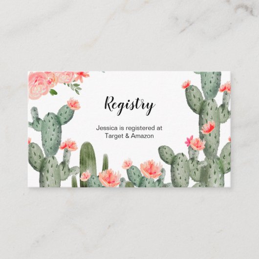 Peach Cactus Floral Registry Insert Informatiekaartje (Voorkant)