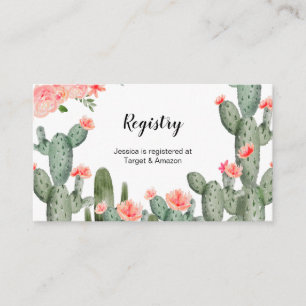 Peach Cactus Floral Registry Insert Informatiekaartje