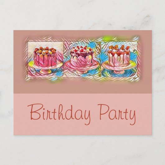 Peach Cake Art Anniversaire Fête Invitation (Devant)