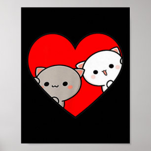 Peach Cartoon Love Goma Cat Valentijn's Day Heart Poster