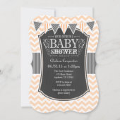 Peach Chalkboard Chevron Baby shower Invitation (Devant)