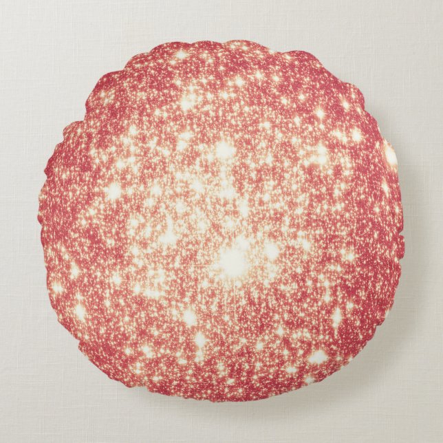 Peach Champagne Stars Round Coussin (Devant)