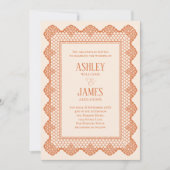 Peach Chantilly Lace Border Elegant Wedding Kaart (Voorkant)