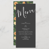 Peach Charcoal Gray Peony Roos Wedding Menu (Voorkant / Achterkant)