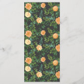 Peach Charcoal Grey Peony Rose Menu Mariage (Dos)