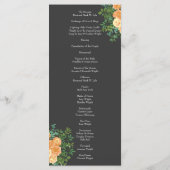 Peach Charcoal Grey Peony Rose Wedding Programmes (Dos)