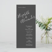 Peach Charcoal Grey Peony Rose Wedding Programmes (Debout devant)
