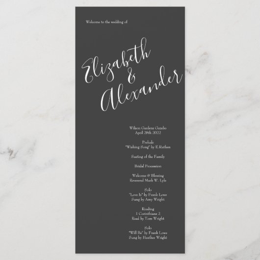 Peach Charcoal Grey Peony Rose Wedding Programmes (Devant)