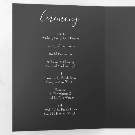Peach Charcoal Grey Peony Rose Wedding Programmes (Intérieur en premier)
