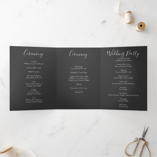 Peach Charcoal Grey Peony Rose Wedding Programmes (Intérieur)
