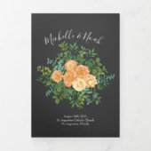 Peach Charcoal Grey Peony Rose Wedding Programmes (Page de couverture)