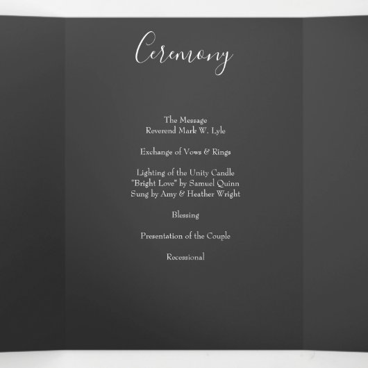 Peach Charcoal Grey Peony Rose Wedding Programmes (Intérieur au milieu)