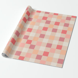 Peach Check Blush Roze geruit pastelpatroon Cadeaupapier