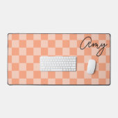 Peach Checkers Monoline Naam Bureaumat (Keyboard & Muis)