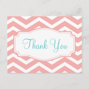 Peach Chevron Dank u Briefkaart