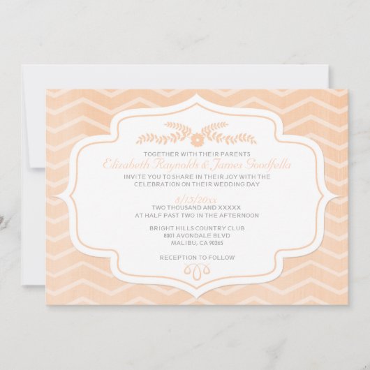 Peach Chevron Wedding Invitations Kaart (Voorkant)