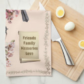 Peach Chickade Home Sweet Home Theedoek (Quarter Fold)