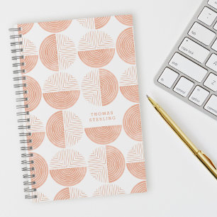 Peach Circle Geometric Pattern Spiral Notitieboek