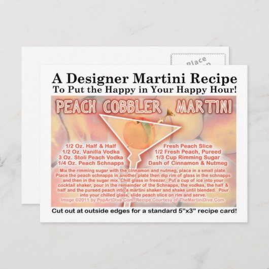 Peach Cobbler Martini Recette Carte postale (Devant / Derrière)