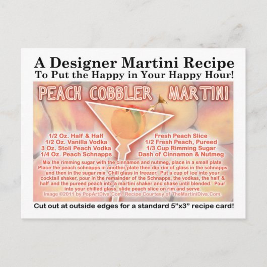 Peach Cobbler Martini Recette Carte postale (Devant)