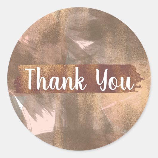 Peach & Copper Bronze Chic Modern Monogram Gold Ronde Sticker (Voorkant)