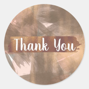 Peach & Copper Bronze Chic Modern Monogram Gold Ronde Sticker