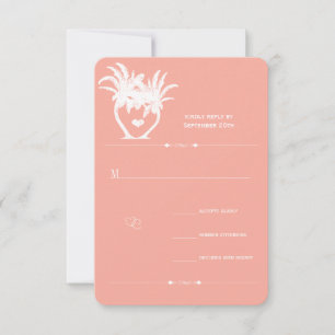Peach Coral Beach Destination Wedding Invitations Kaart