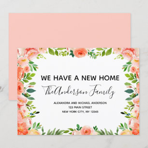 Peach Coral Floral bewegende aankondiging