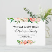 Peach Coral Floral bewegende aankondiging (Staand voorkant)