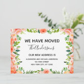 Peach Coral Floral bewegende aankondiging (Staand voorkant)