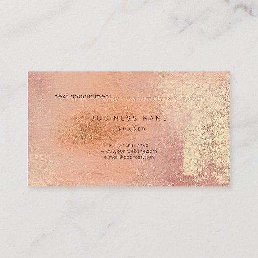 Peach Coral Gold Metalli Carte de rendez-vous Abst (Dos)