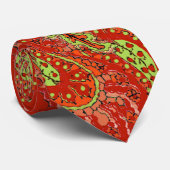 Peach Coral Lime Paisley Mariage Cravate (Roulé)