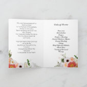 Peach Coral Orange Flowers Funeral Programme (Intérieur)