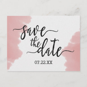 Peach Coral Waterverf Bruiloft Save the Date Aankondigingskaart