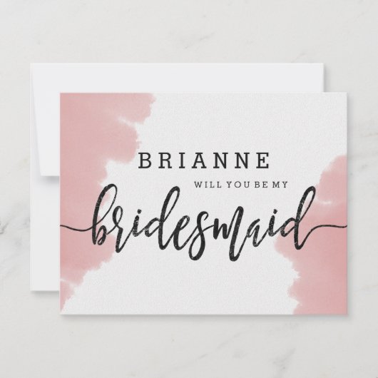 Peach Coral Waterverf zal je mijn bruidsmeisje zij Kaart (Voorkant)