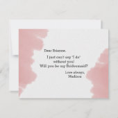 Peach Coral Waterverf zal je mijn bruidsmeisje zij Kaart (Achterkant)