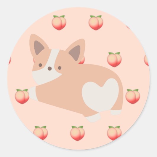 Peach Corgi Sticker (Voorkant)