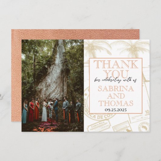 Peach Costa Rica Mariage Photo Merci (Devant / Derrière)