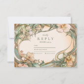 Peach Cream Bloom bruiloft RSVP Kaartje (Voorkant)