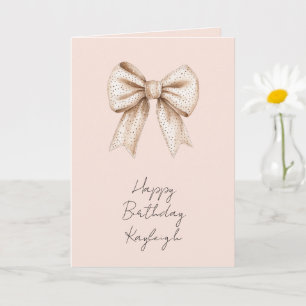Peach Cream Bow Verjaardag Kaart